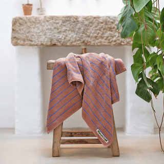 NARAM BATH TOWELS CAMEL & ULTRAMARINE BLUE - DYKE & DEAN