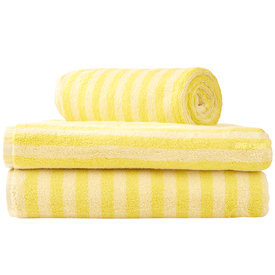 NARAM BATH TOWELS PRISTINE & NEON YELLOW - DYKE & DEAN