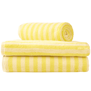 NARAM BATH TOWELS PRISTINE & NEON YELLOW - DYKE & DEAN