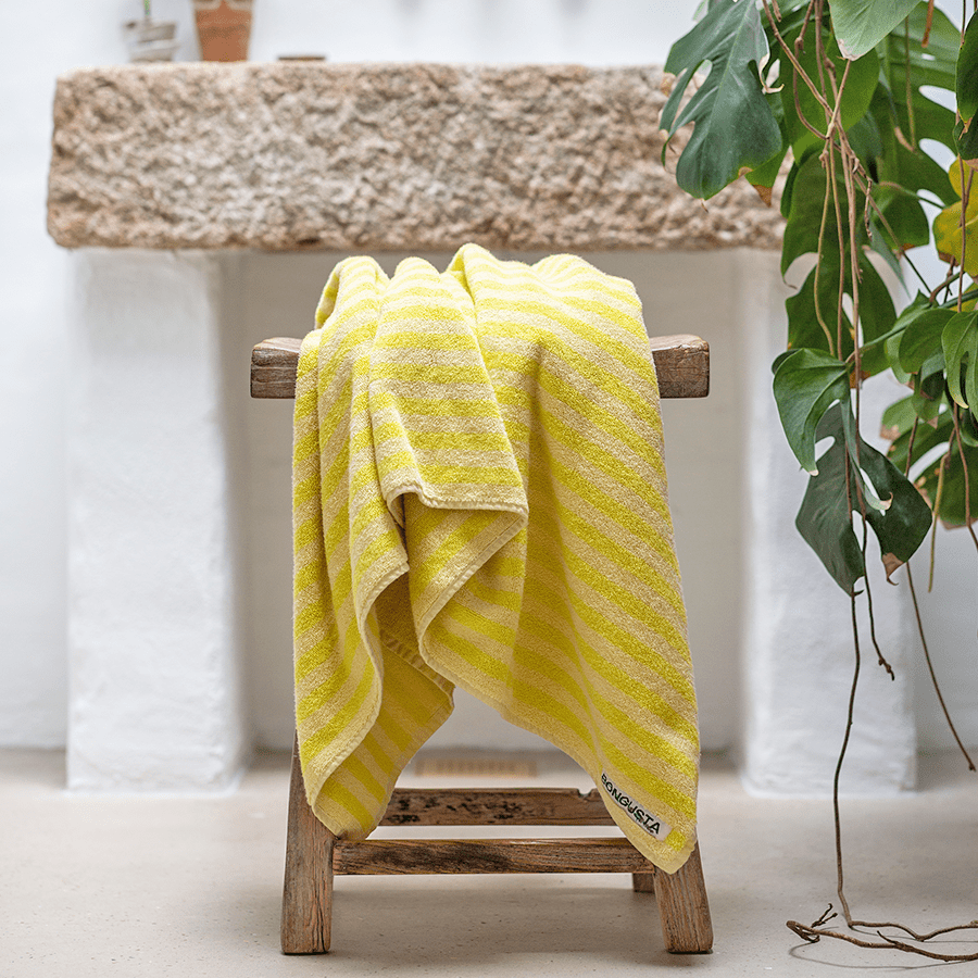 NARAM BATH TOWELS PRISTINE & NEON YELLOW - DYKE & DEAN