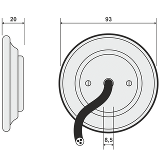 PORCELAIN WALL CABLE GLAND SOCKET CHROME - DYKE & DEAN