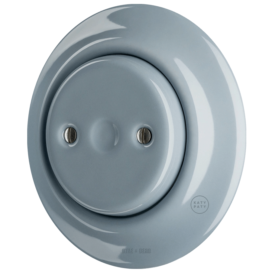 PORCELAIN WALL END PLUG SOCKET ASH GREY - DYKE & DEAN