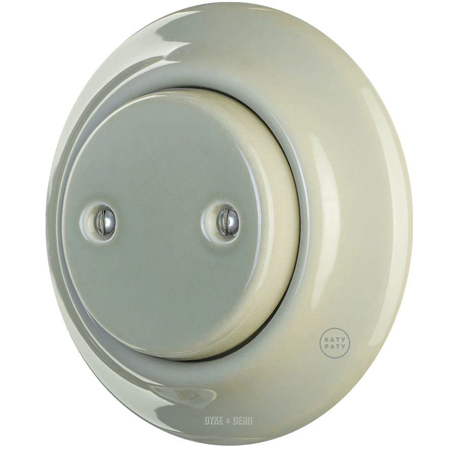 PORCELAIN WALL END PLUG SOCKET GREEN GREY - DYKE & DEAN