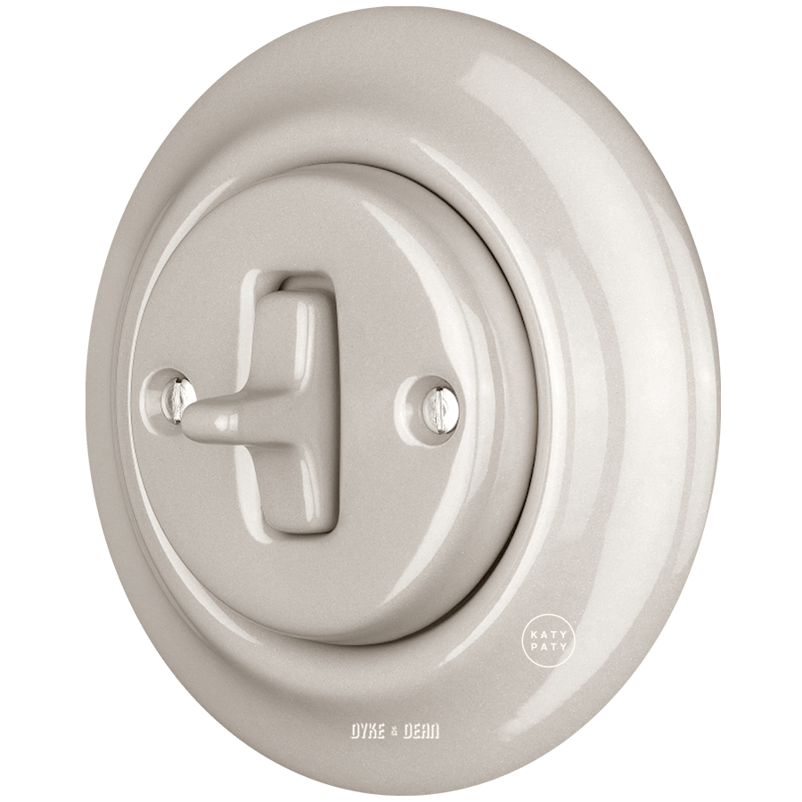 PORCELAIN WALL LIGHT SWITCH CAPPUCCINO TOGGLE - DYKE & DEAN