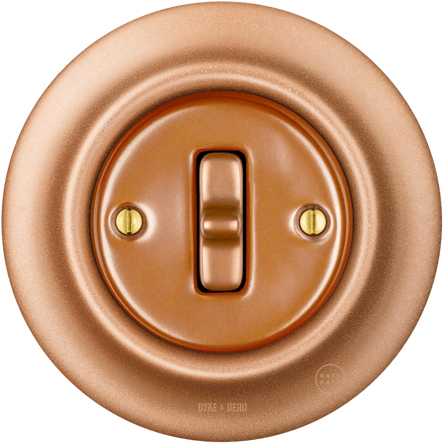 PORCELAIN WALL LIGHT SWITCH COPPER TOGGLE - DYKE & DEAN