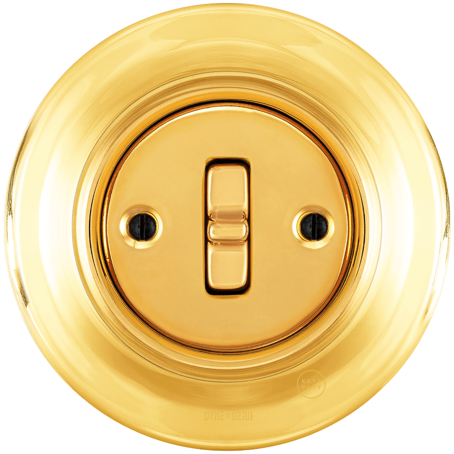 PORCELAIN WALL LIGHT SWITCH GOLD TOGGLE - DYKE & DEAN