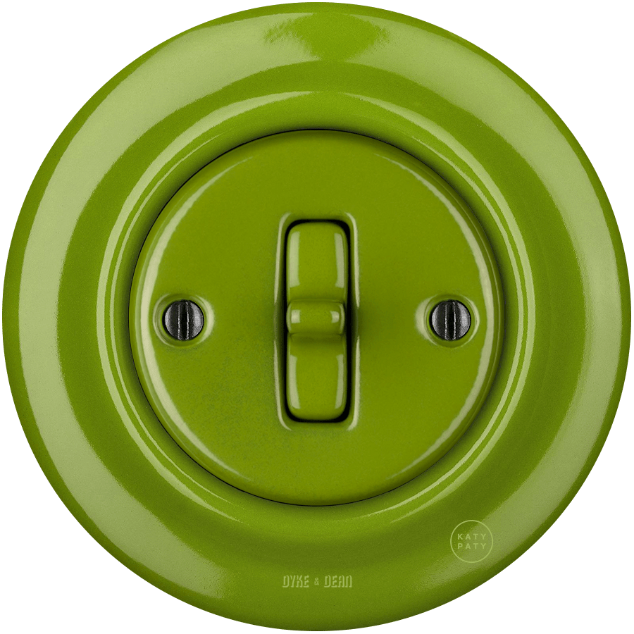 PORCELAIN WALL LIGHT SWITCH GREEN TOGGLE - DYKE & DEAN