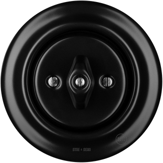 PORCELAIN WALL LIGHT SWITCH MATT BLACK ROTARY - DYKE & DEAN