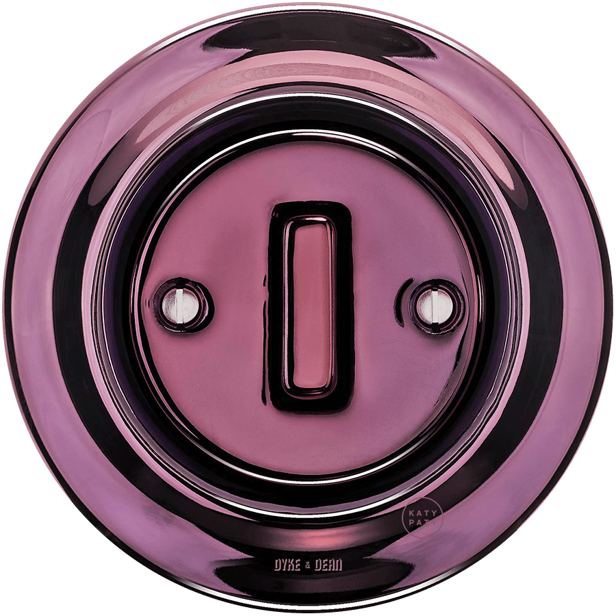 PORCELAIN WALL LIGHT SWITCH PURPLE SLIM BUTTON / TIMER - DYKE & DEAN