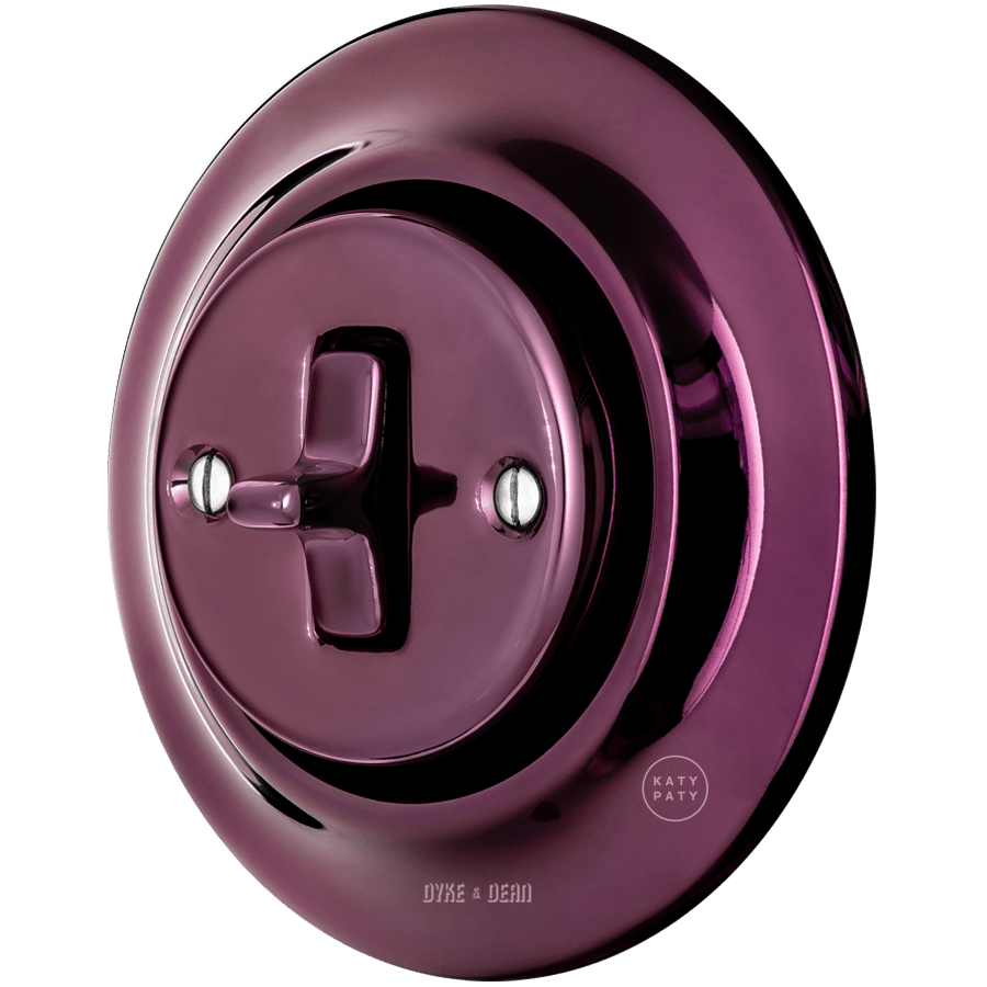 PORCELAIN WALL LIGHT SWITCH PURPLE TOGGLE - DYKE & DEAN