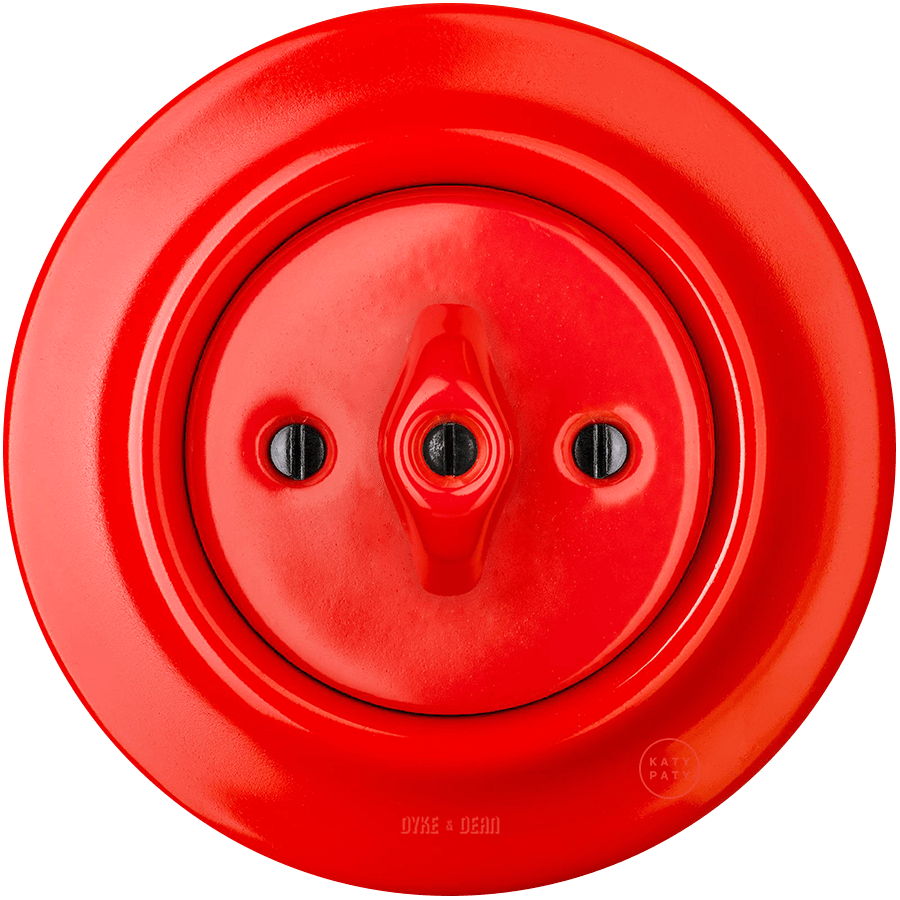 PORCELAIN WALL LIGHT SWITCH RED ROTARY - DYKE & DEAN