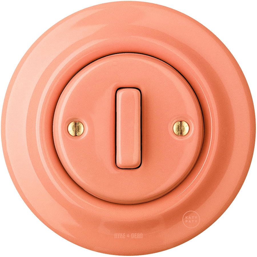 PORCELAIN WALL LIGHT SWITCH SALMON SLIM BUTTON - DYKE & DEAN