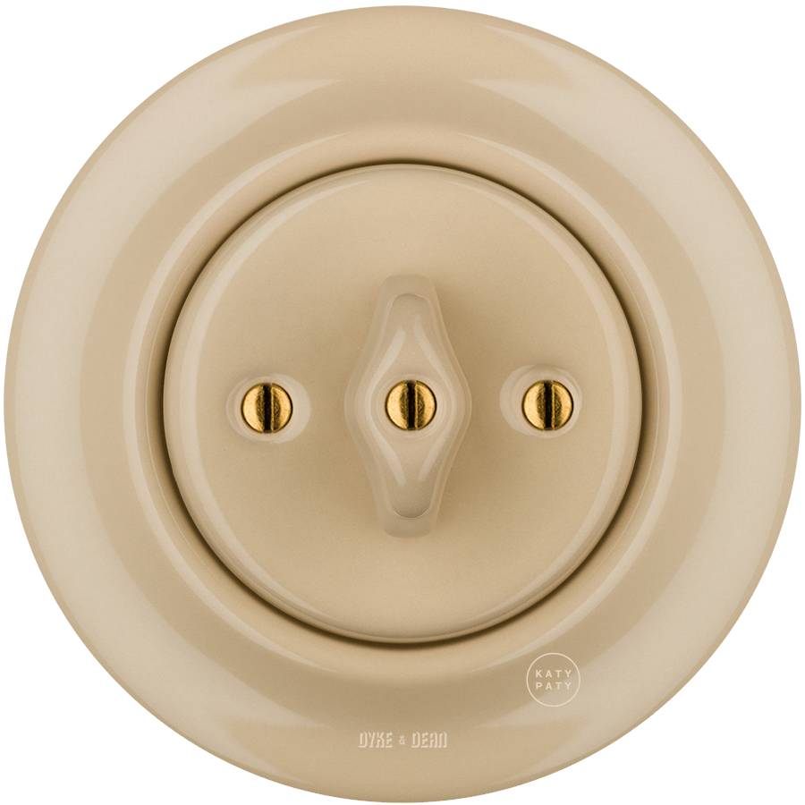 PORCELAIN WALL LIGHT SWITCH SAND ROTARY - DYKE & DEAN