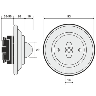 PORCELAIN WALL LIGHT SWITCH WHITE ROTARY - DYKE & DEAN