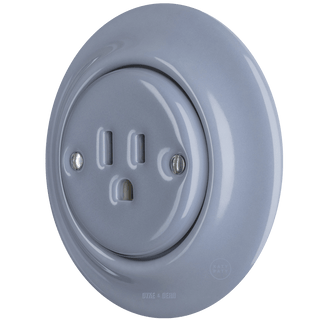 PORCELAIN WALL SOCKET ASH GREY USA 15 AMP - DYKE & DEAN