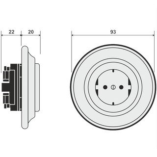 PORCELAIN WALL SOCKET BLACK SCHUKO - DYKE & DEAN