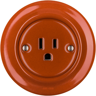 PORCELAIN WALL SOCKET BRICK RED USA 15 AMP - DYKE & DEAN