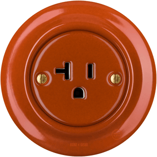 PORCELAIN WALL SOCKET BRICK RED USA 20 AMP - DYKE & DEAN