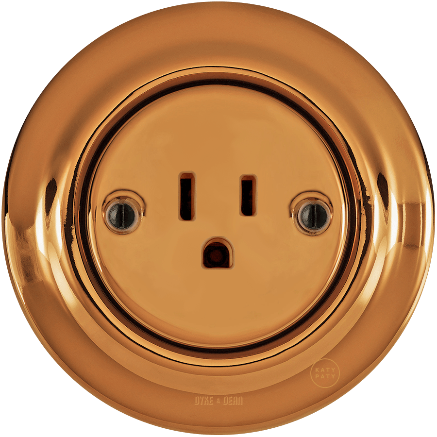 PORCELAIN WALL SOCKET BRONZE USA 15 AMP - DYKE & DEAN