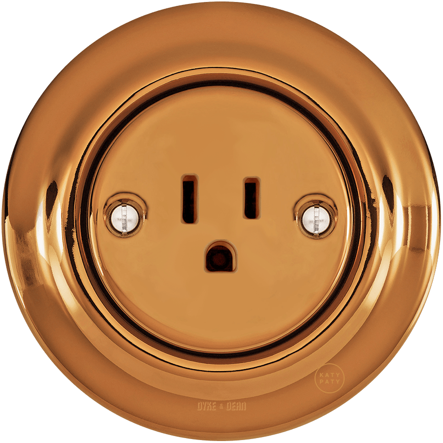 PORCELAIN WALL SOCKET BRONZE USA 15 AMP - DYKE & DEAN