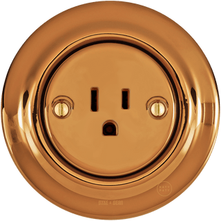 PORCELAIN WALL SOCKET BRONZE USA 15 AMP - DYKE & DEAN