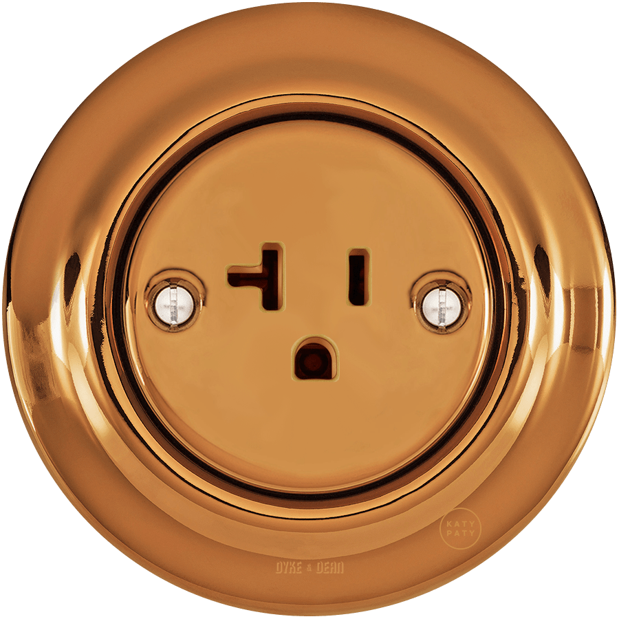 PORCELAIN WALL SOCKET BRONZE USA 20 AMP - DYKE & DEAN