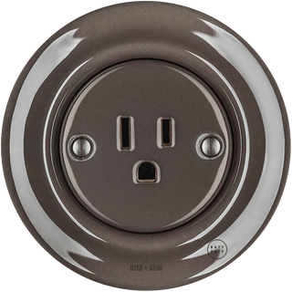 PORCELAIN WALL SOCKET BROWN USA 15 AMP - DYKE & DEAN