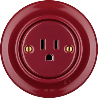 PORCELAIN WALL SOCKET BURGUNDY USA 15 AMP - DYKE & DEAN