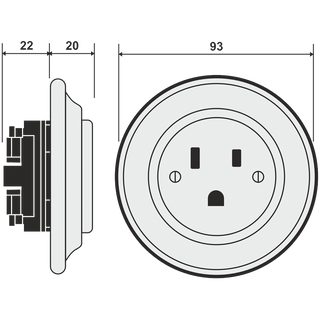 PORCELAIN WALL SOCKET CHLOREDO USA 15 AMP - DYKE & DEAN