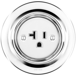 PORCELAIN WALL SOCKET CHROME USA 20 AMP - DYKE & DEAN