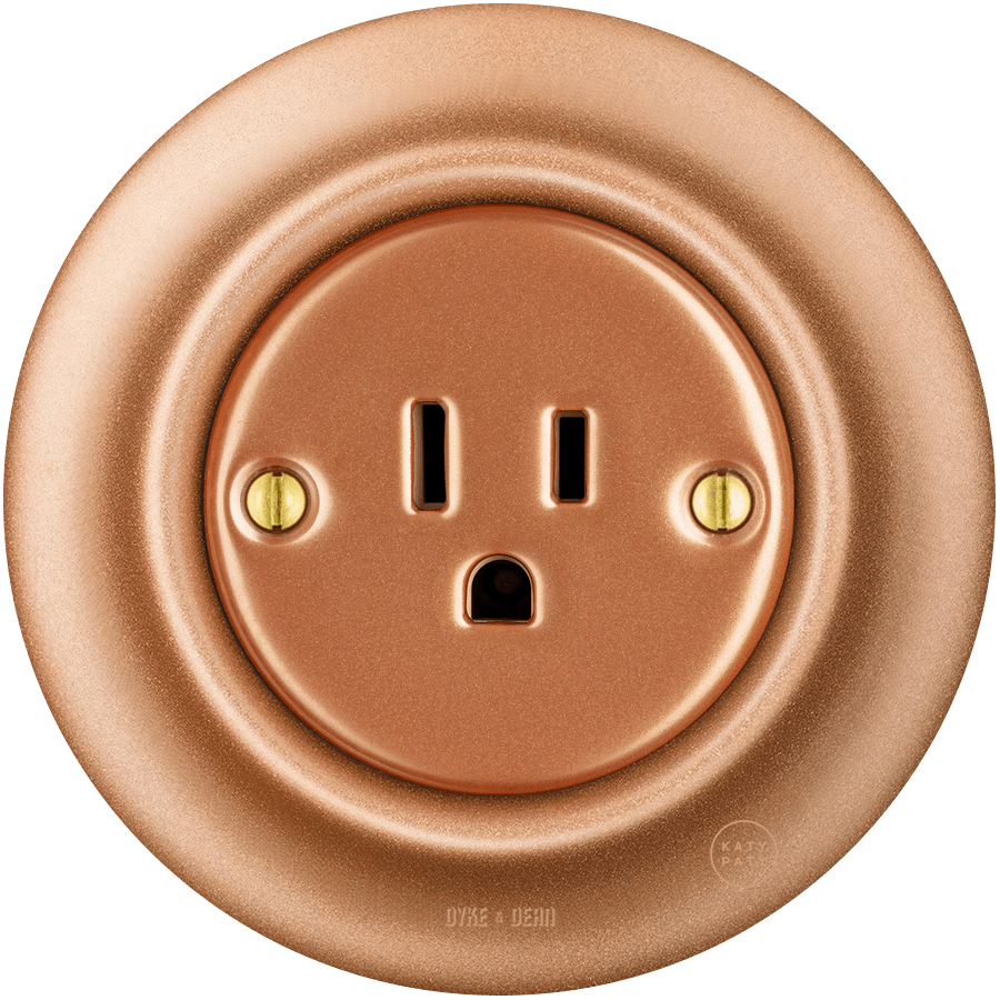 PORCELAIN WALL SOCKET COPPER USA 15 AMP - DYKE & DEAN