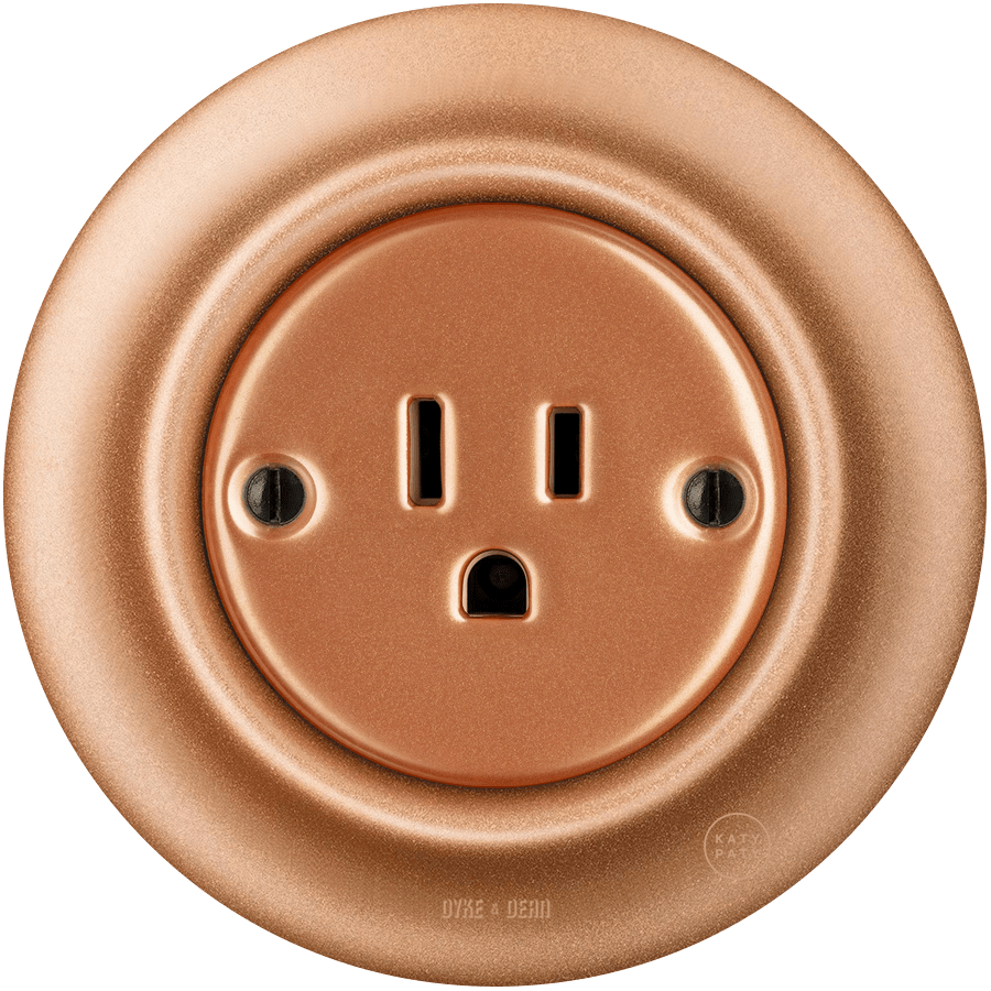 PORCELAIN WALL SOCKET COPPER USA 15 AMP - DYKE & DEAN