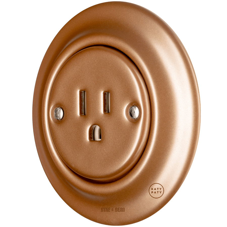 PORCELAIN WALL SOCKET COPPER USA 15 AMP - DYKE & DEAN