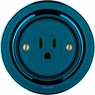 PORCELAIN WALL SOCKET DARK BLUE USA 15 AMP - DYKE & DEAN