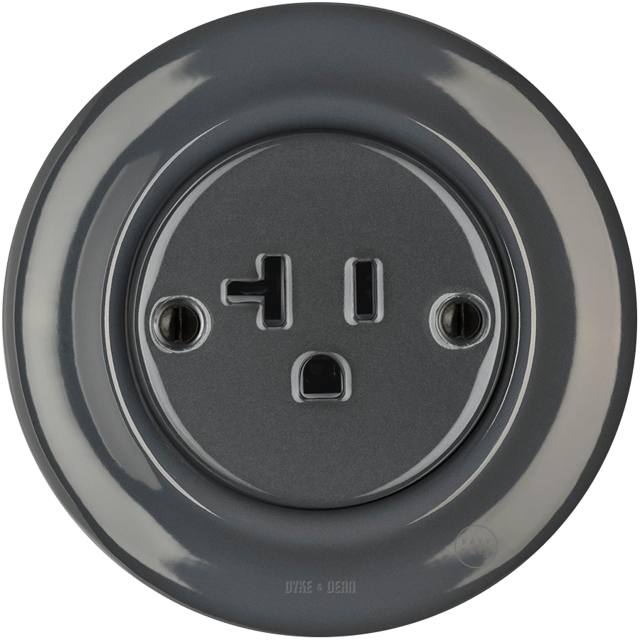 PORCELAIN WALL SOCKET DARK GREY USA 15 AMP - DYKE & DEAN