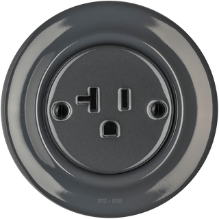 PORCELAIN WALL SOCKET DARK GREY USA 15 AMP - DYKE & DEAN