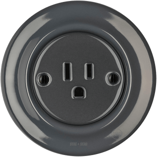 PORCELAIN WALL SOCKET DARK GREY USA 15 AMP - DYKE & DEAN