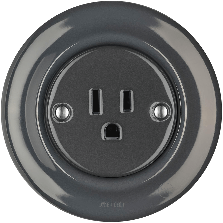 PORCELAIN WALL SOCKET DARK GREY USA 15 AMP - DYKE & DEAN