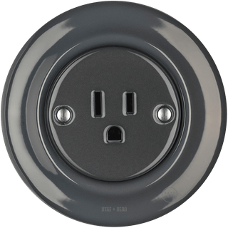 PORCELAIN WALL SOCKET DARK GREY USA 15 AMP - DYKE & DEAN