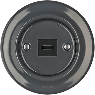 PORCELAIN WALL SOCKET DARK GREY USB-C - DYKE & DEAN