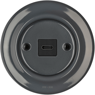 PORCELAIN WALL SOCKET DARK GREY USB-C - DYKE & DEAN