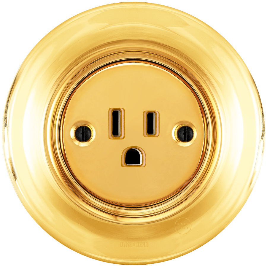 PORCELAIN WALL SOCKET GOLD USA 15 AMP - DYKE & DEAN