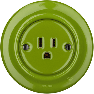 PORCELAIN WALL SOCKET GREEN USA 15 AMP - DYKE & DEAN