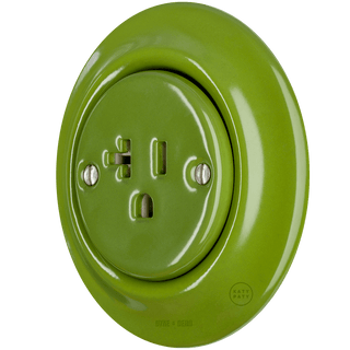 PORCELAIN WALL SOCKET GREEN USA 20 AMP - DYKE & DEAN