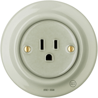 PORCELAIN WALL SOCKET GREY GREEN USA 15 AMP - DYKE & DEAN