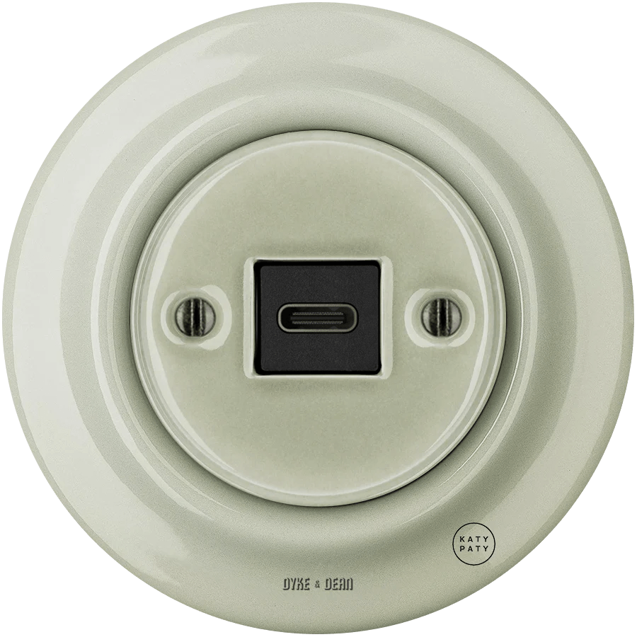 PORCELAIN WALL SOCKET GREY GREEN USB-C - DYKE & DEAN