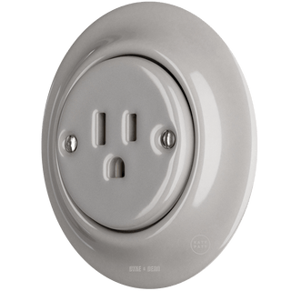 PORCELAIN WALL SOCKET GREY USA 15 AMP - DYKE & DEAN