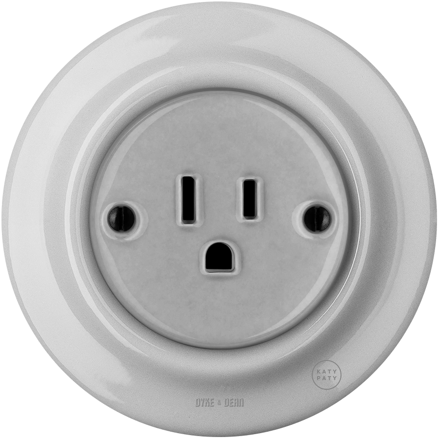 PORCELAIN WALL SOCKET GREY USA 15 AMP - DYKE & DEAN