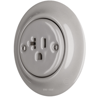 PORCELAIN WALL SOCKET GREY USA 20 AMP - DYKE & DEAN