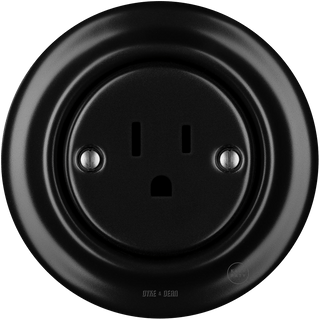 PORCELAIN WALL SOCKET MATT BLACK USA 15 AMP - DYKE & DEAN